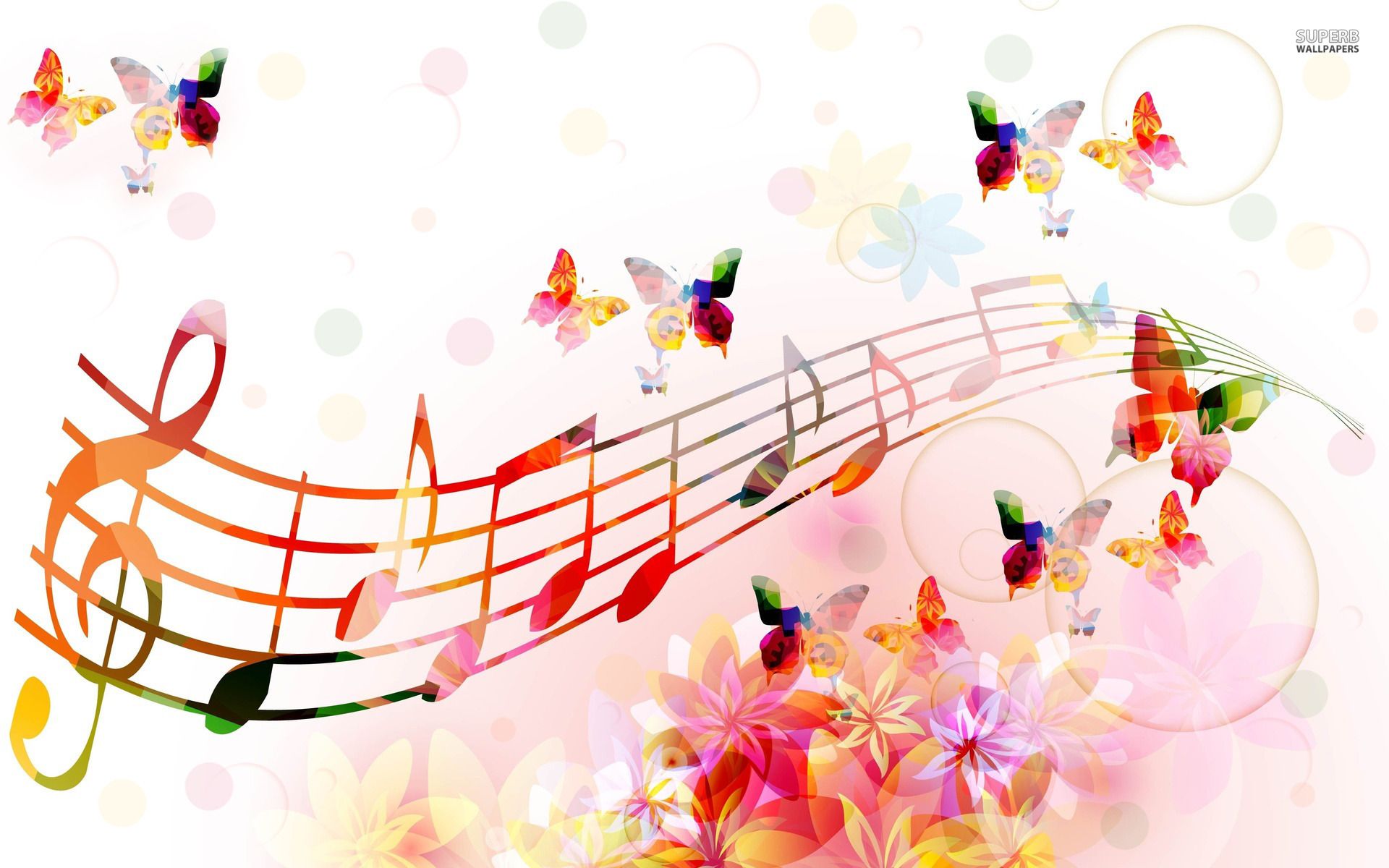 Fond D cran Notes De Musique Papillons Et Fleurs Fond D cran Notes De Musique Papillons Et Fleurs